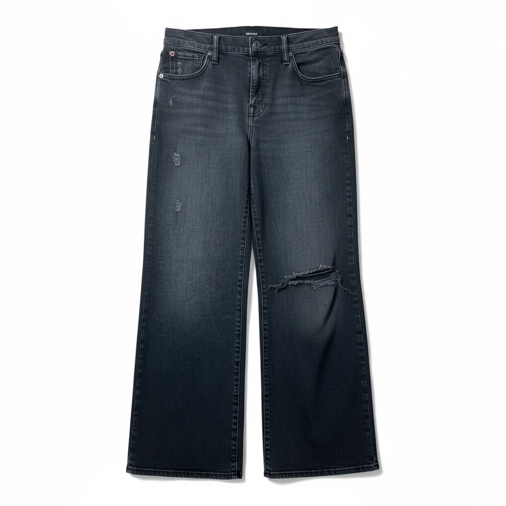 Hudson Jeans Black Rosalie Primadonna Wide Leg High Rise  Womens  28 Distressed